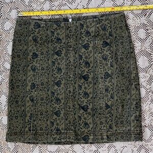 Free People Olive Green & Floral Patterned Mini Skirt